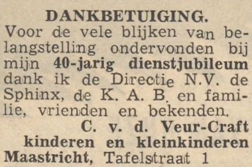 40-jarig dienstjubileum (Gazet van Limburg, 9 januari 1953)